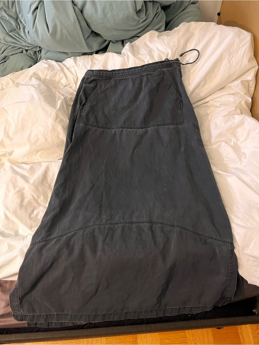 Washed Black Cotton Maxi Skirt